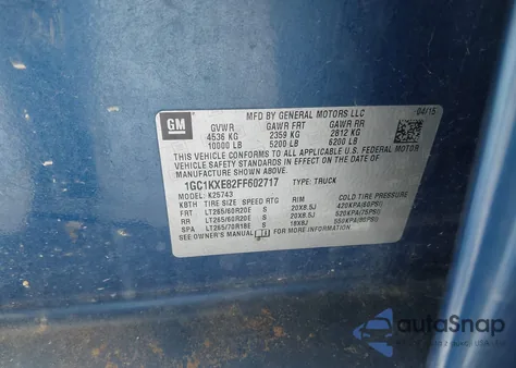 2015 Chevrolet Silverado 2500Hd High Country from USA, damaged, VIN 1GC1KXE82FF602717